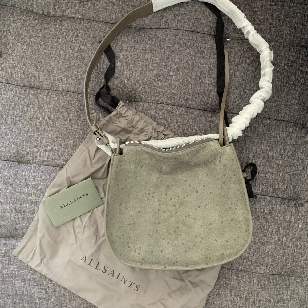 All Saints mini echo star convertible hobo bag grey